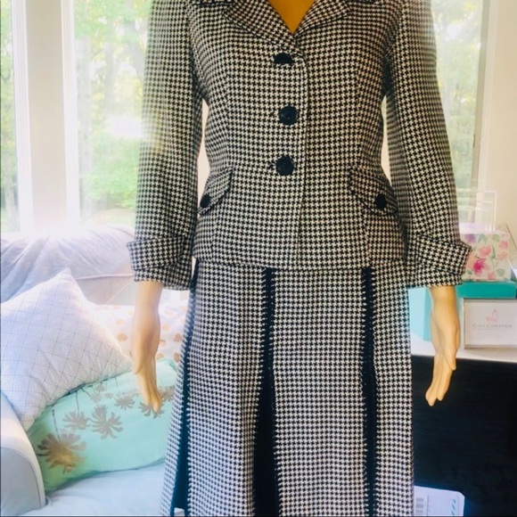 🔥 ANN TAYLOR Houndstooth Suit Skirt and Blazer. Item# 0040 - Picture 5 of 10